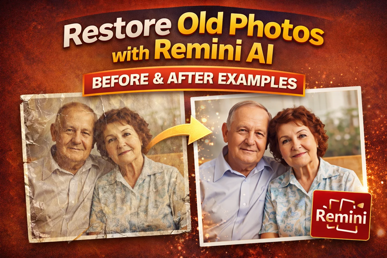 Restore old photos with Remini AI before and after example